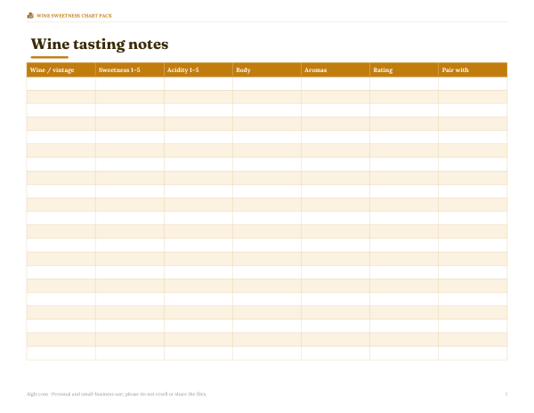 Preview of Printable Wine Tasting Notes Sheet